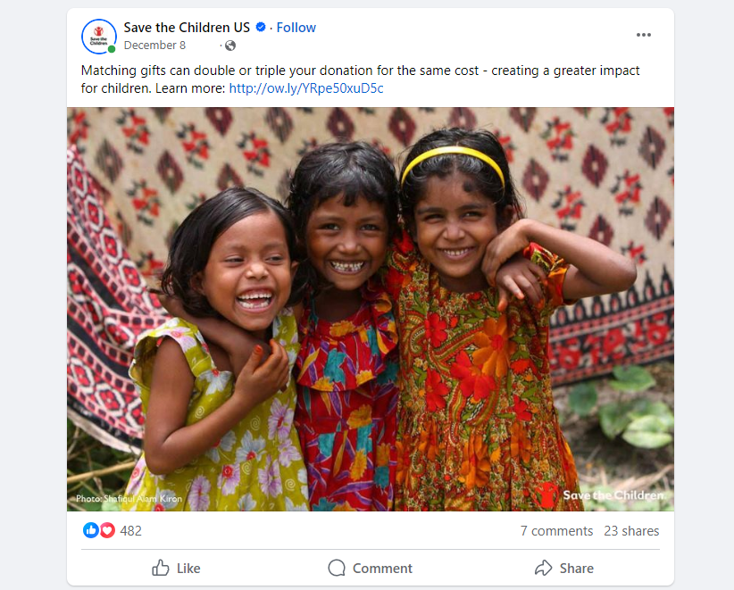 social media donation request