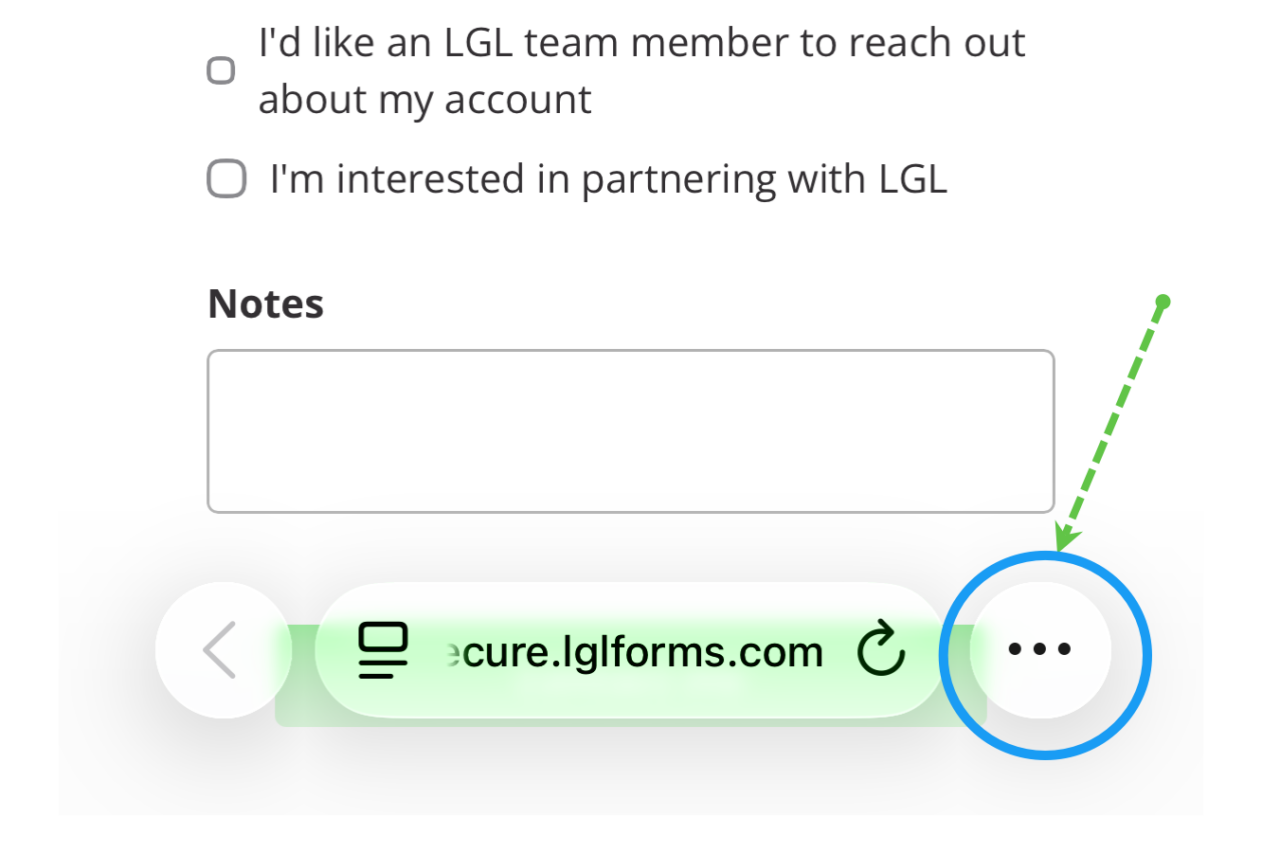Open share option in safari