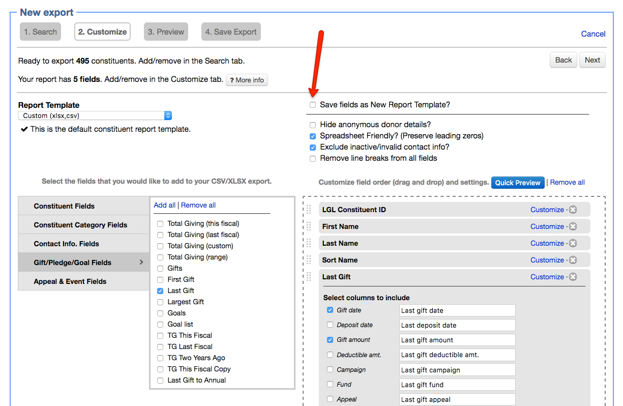 create a custom report template in LGL