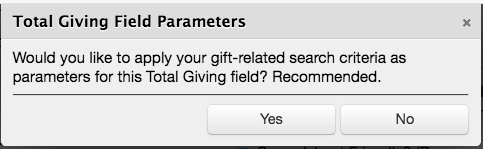 Total Giving field parameters