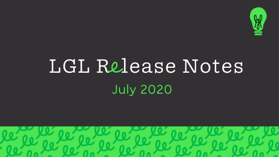 LGL Release Notes - July 2020