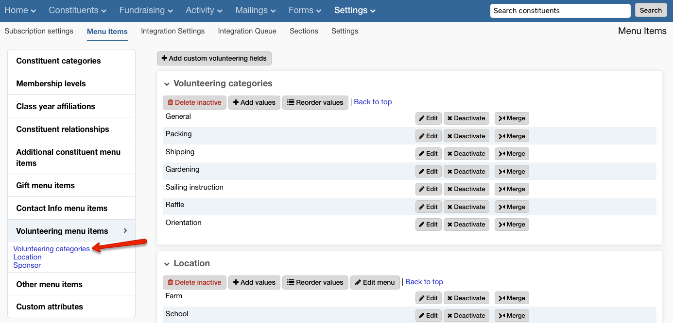 customizable volunteer fields in LGL