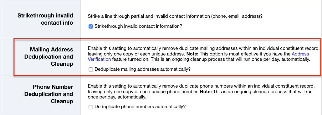 Address deduplication in LGL