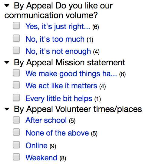 Viewing donor survey results using Filters