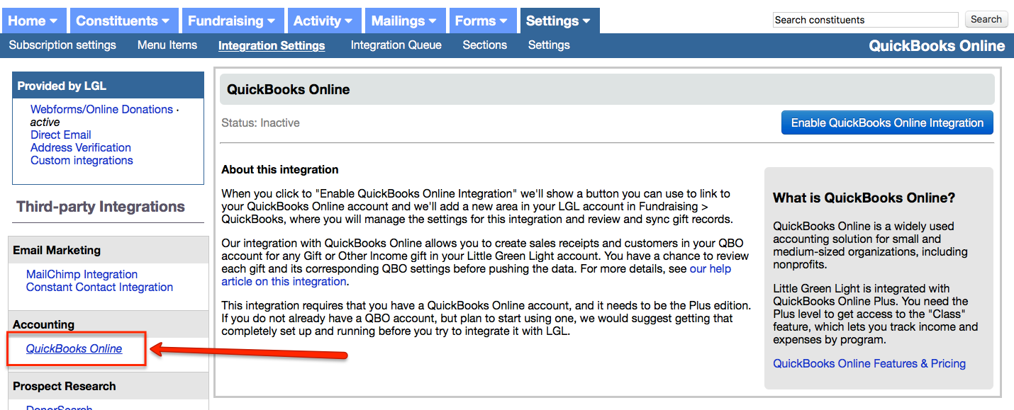 2019 update: LGL integration with QuickBooks