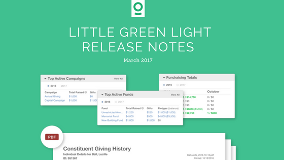 March 2017 Little Green Light Release Notes