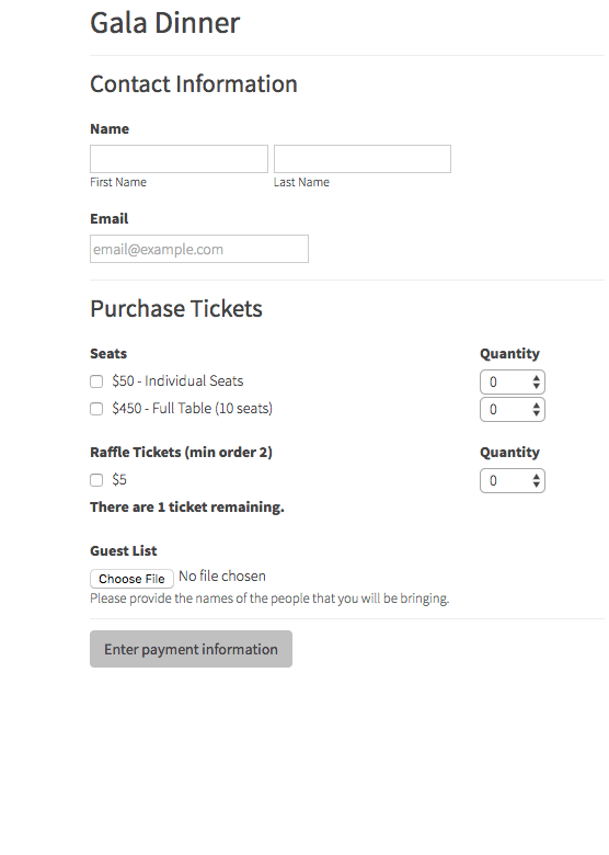 Back button on LGL Payment form