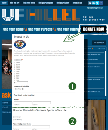 UF Hillel donation form
