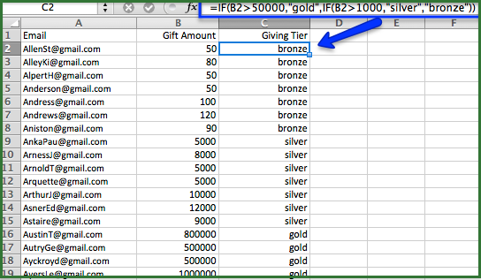 using if-then statements in Excel