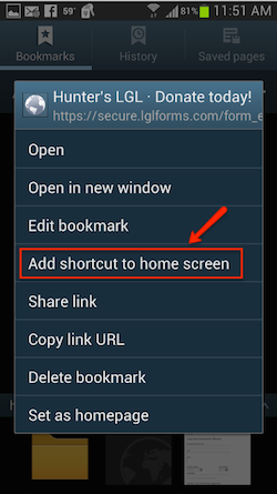 Add shortcut to homescreen