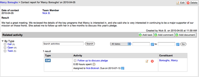 LGL Contact Report form
