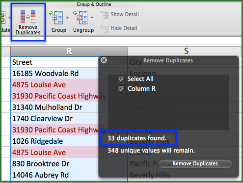 remove duplicates in excel