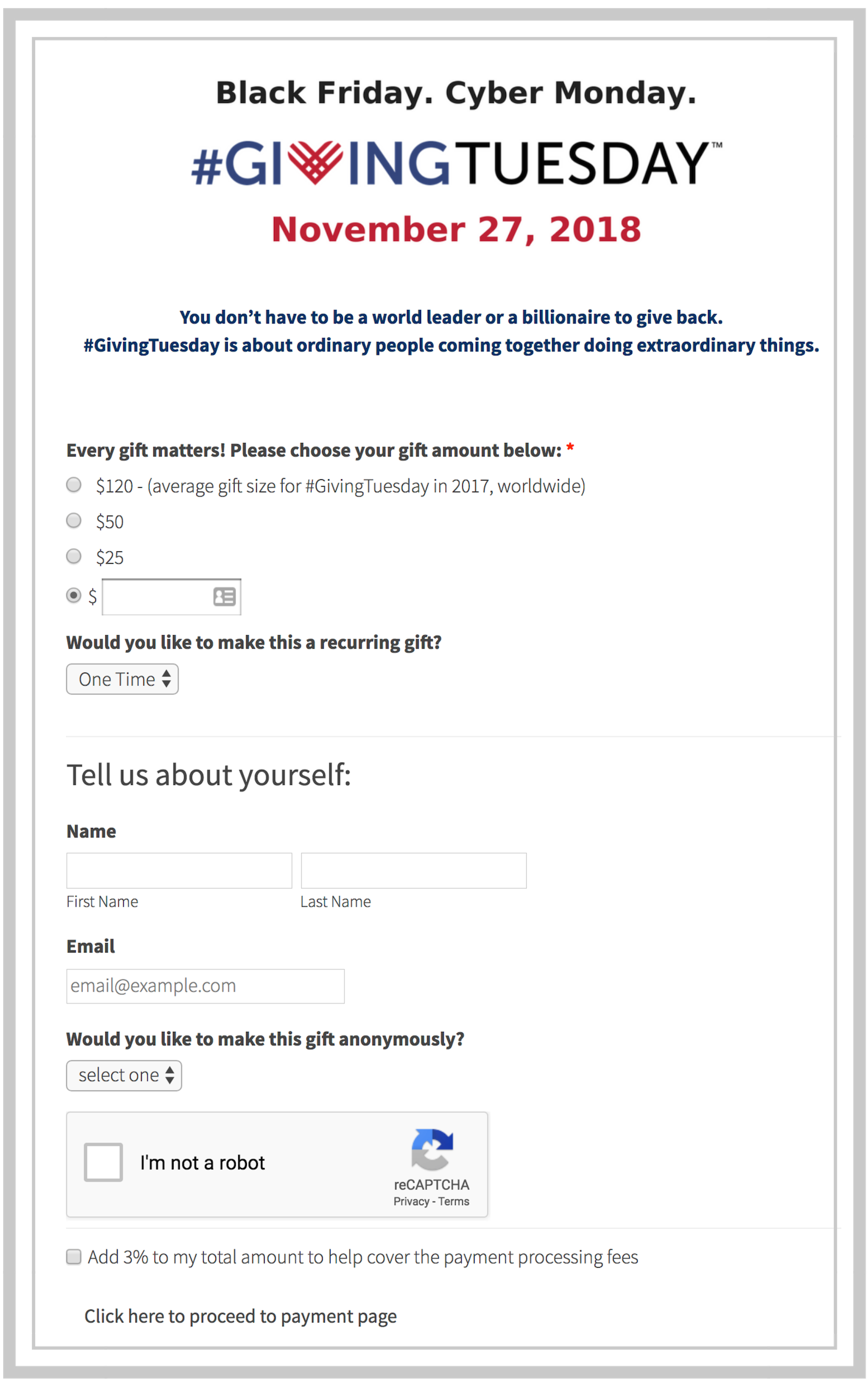 LGL GivingTuesday donation form template