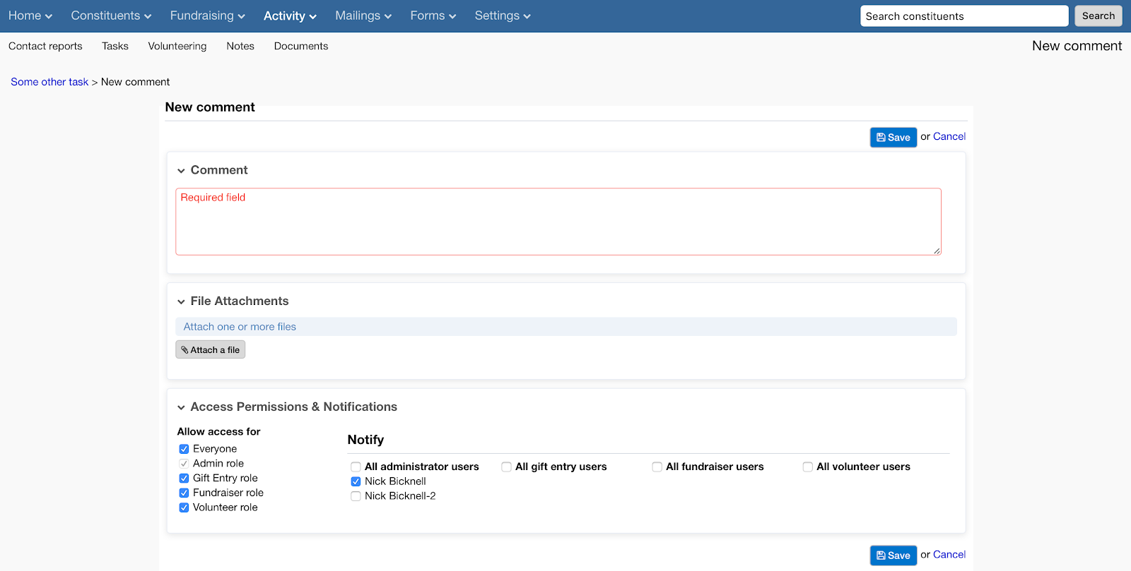 Task comments in LGL