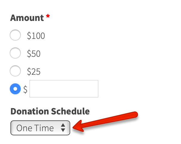 donation freqency toggle in LGL Forms