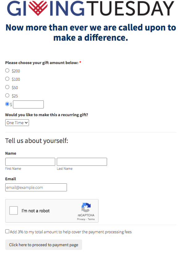 givingtuesday online donation form