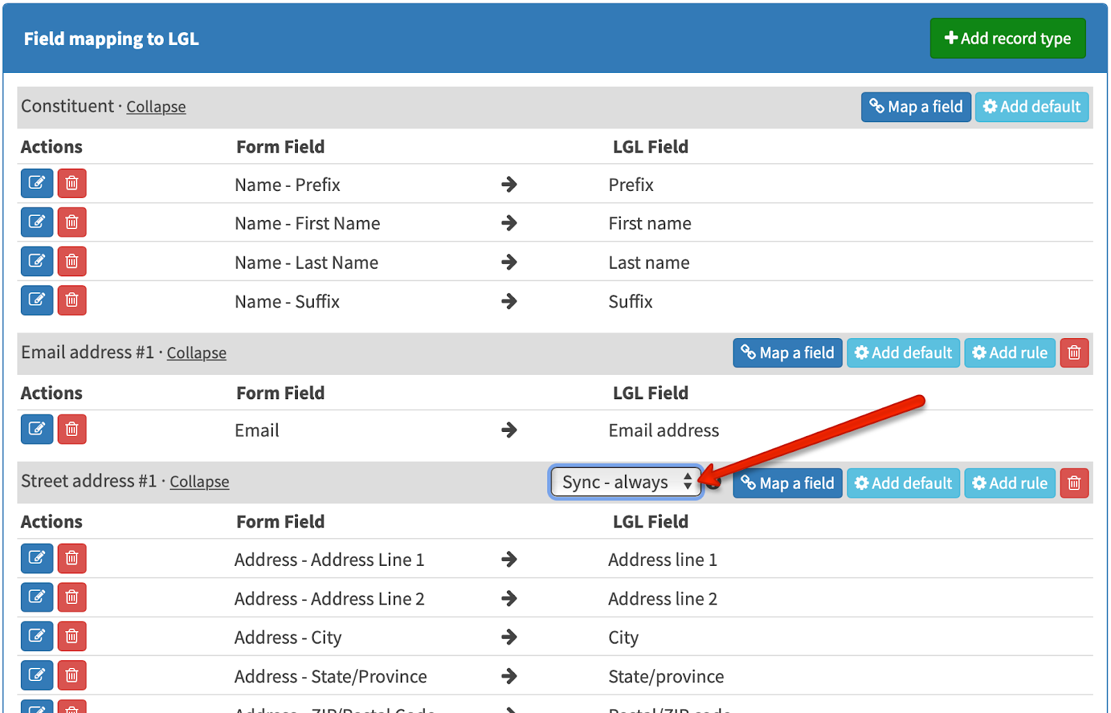 Syncing recurring gift options in LGL Forms