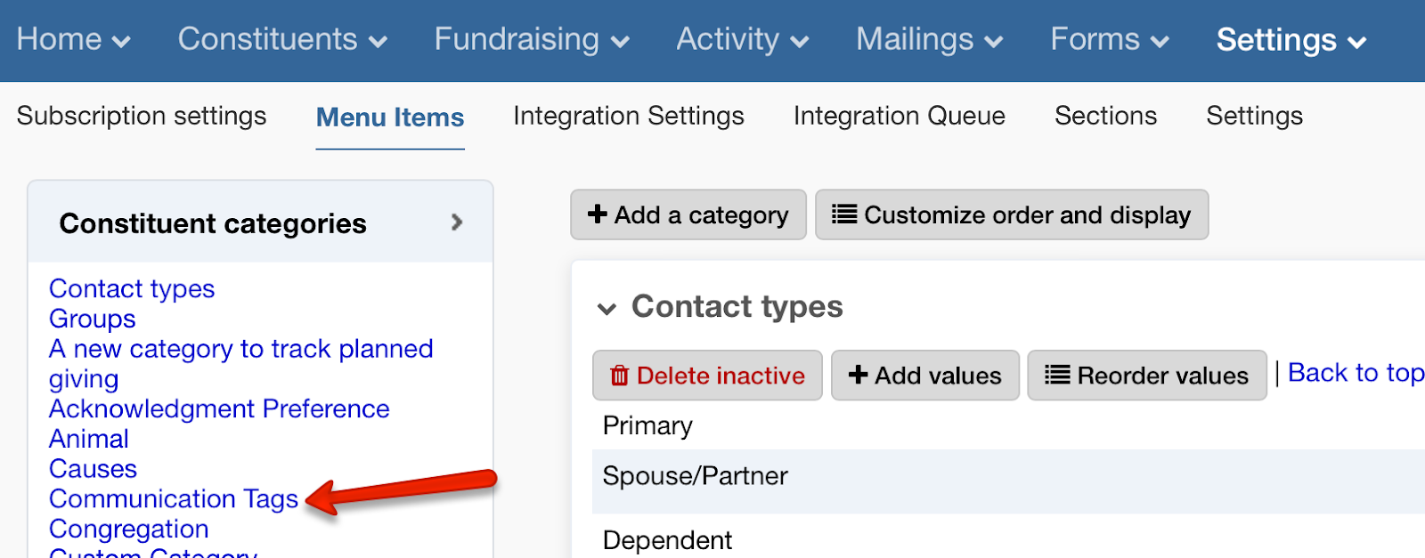 default categories in LGL