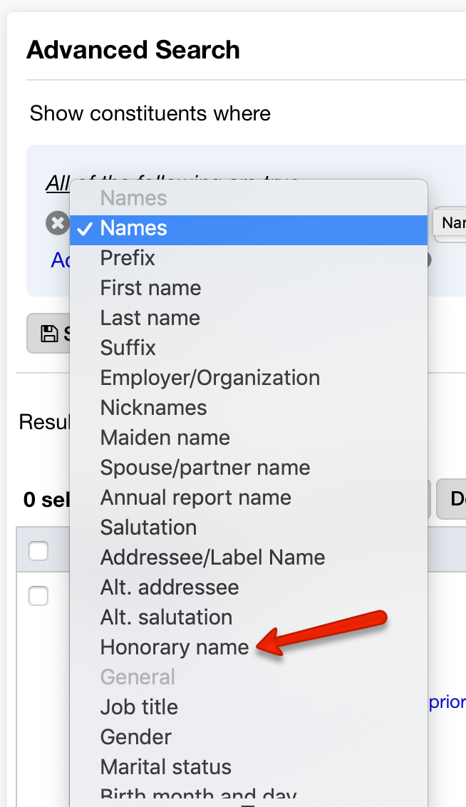 Honorary name search