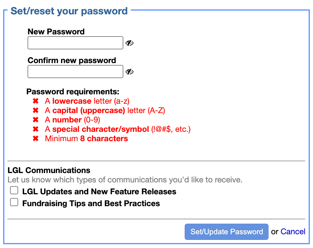 Password updates