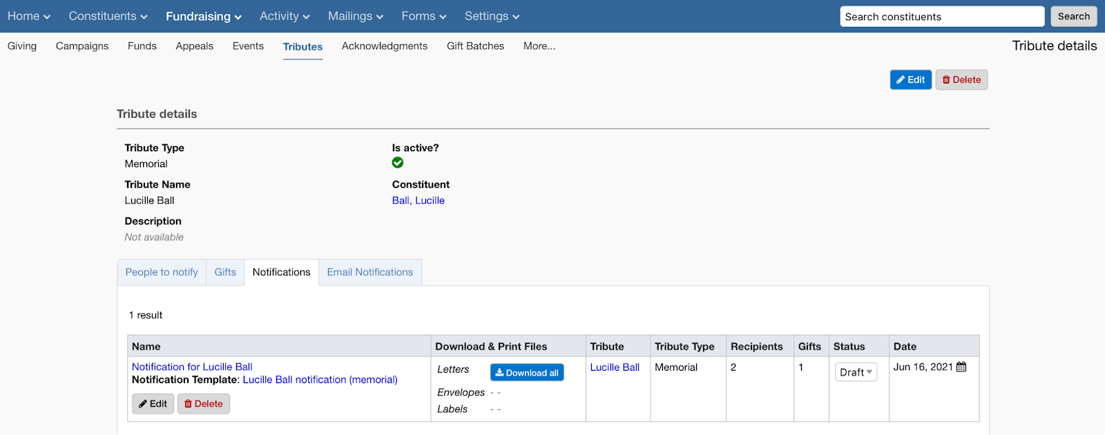 lgl forms updated tribute notificatins