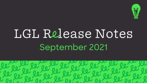 Sept 2021 LGL updates