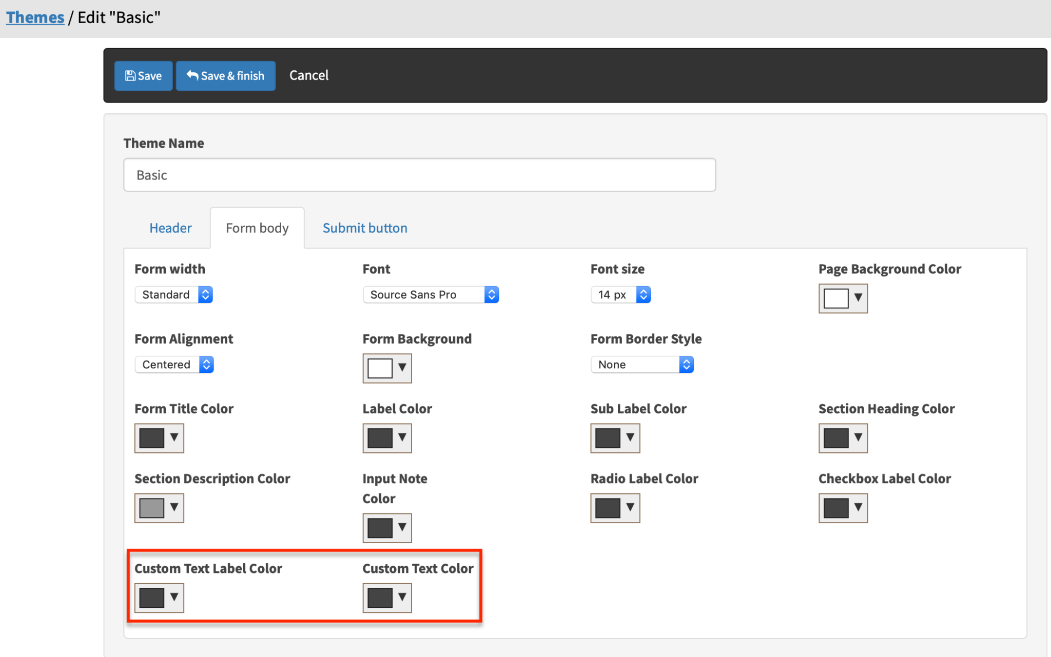 Form theme update