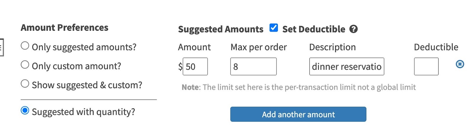 Adding deductible amount of ticket sales in LGL Forms