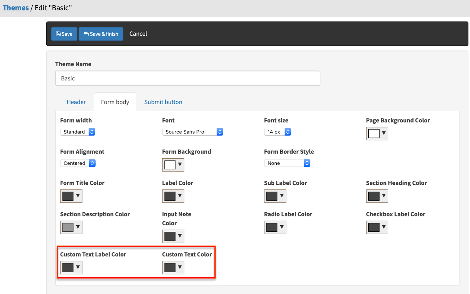 Form theme update