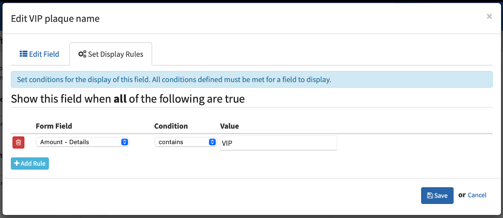 Amount details screen in LGL forms