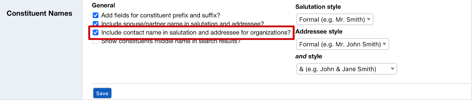 Calculated fields for addressee in LGL