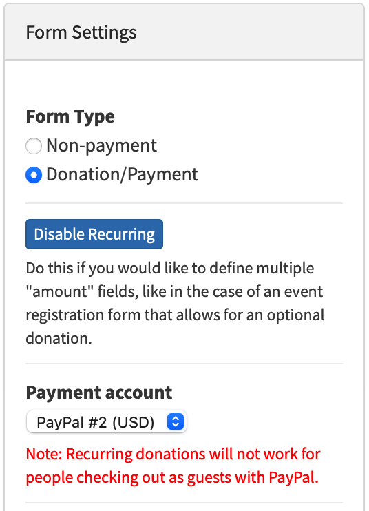 Updates to LGL forms using PayPal