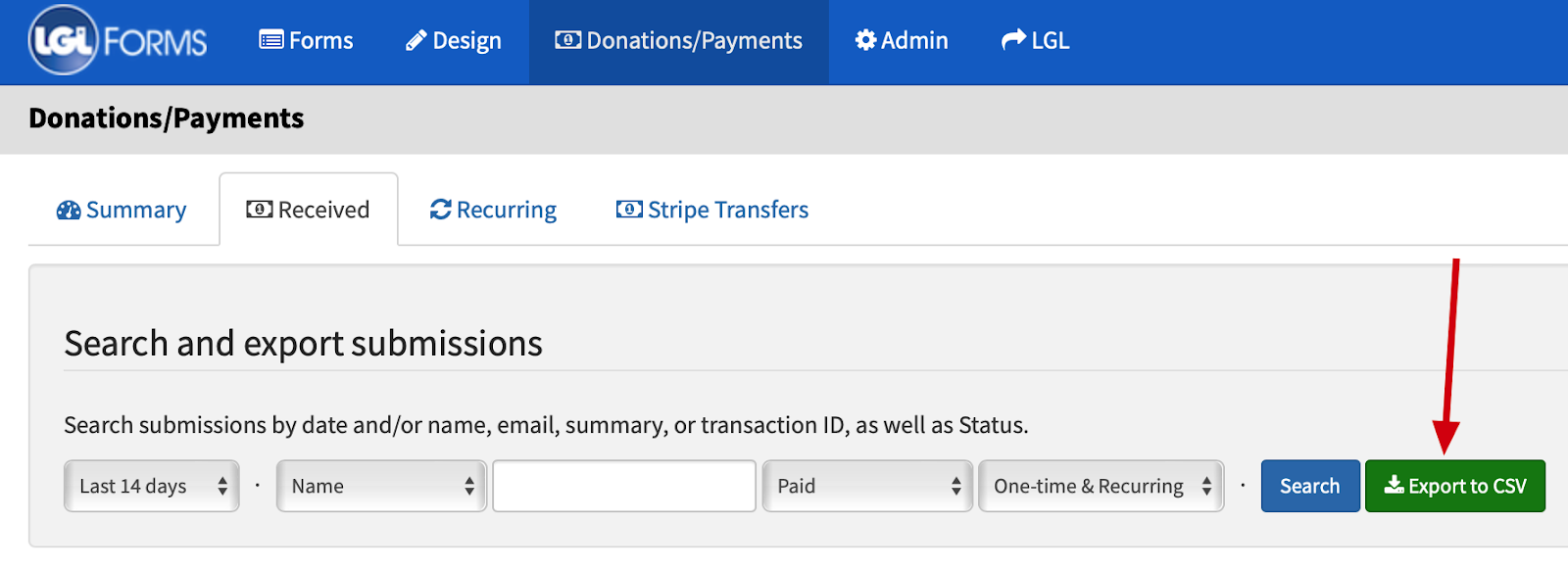 updates to LGL Forms payment report