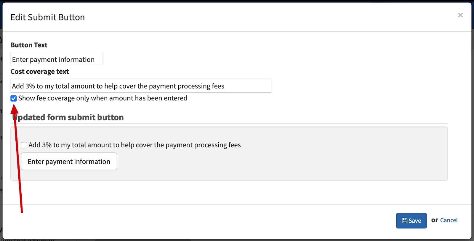 Optional 3% charge field in LGL forms