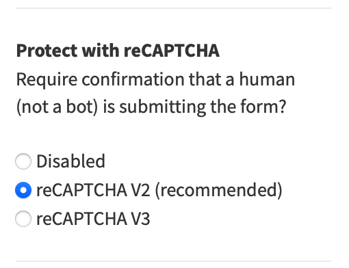 reCaptcha form