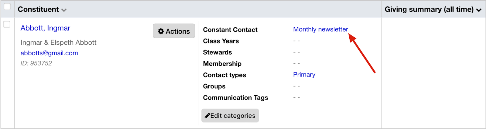 Constant Contact Lists