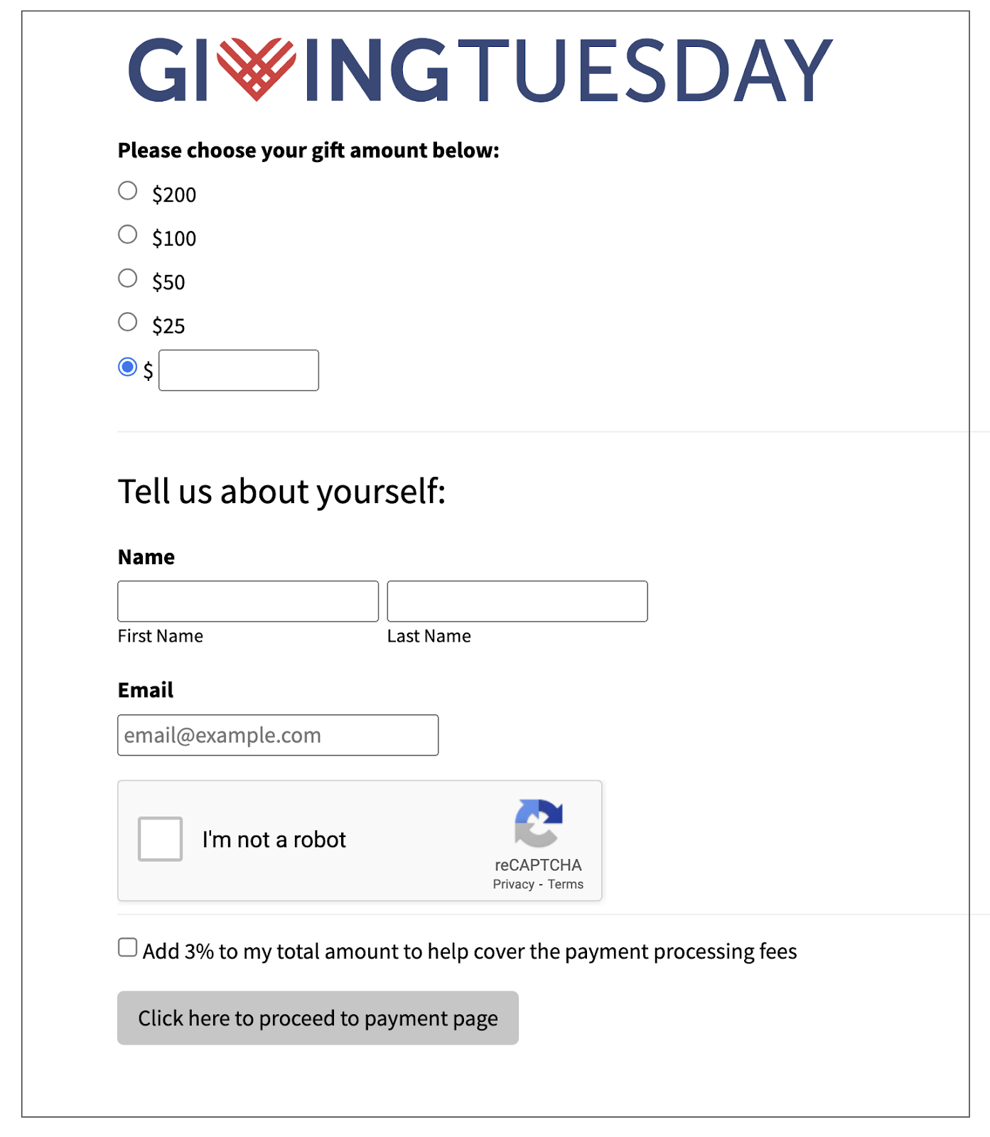 LGL GivingTuesday donation form