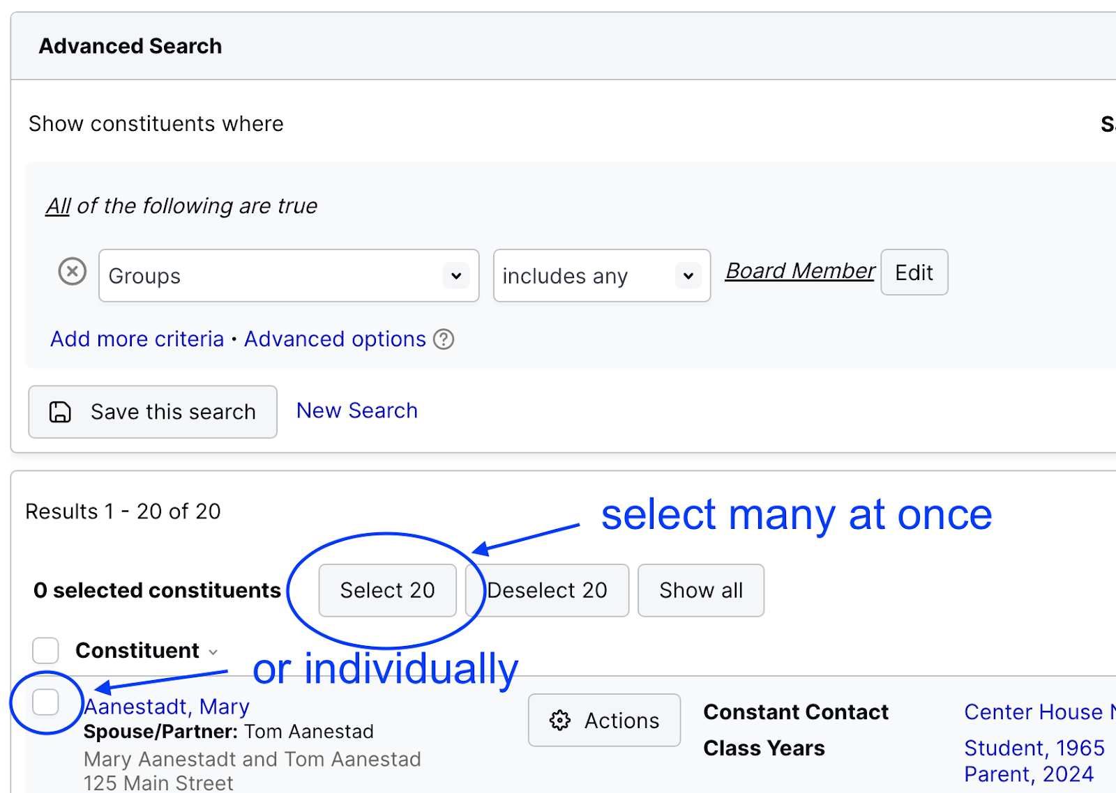 constituent search in LGL