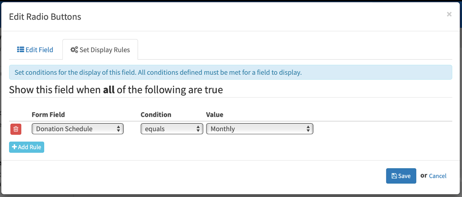 Conditional logic for recurring donations