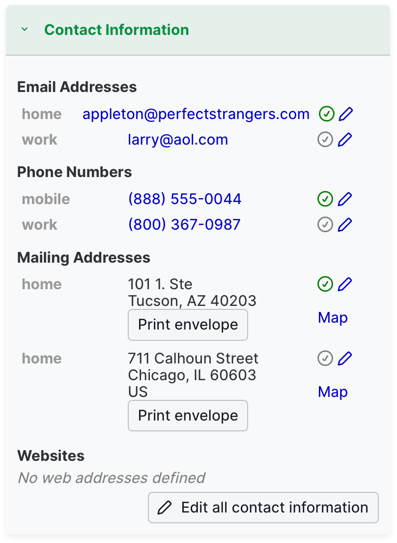 Contact Info data in LGL