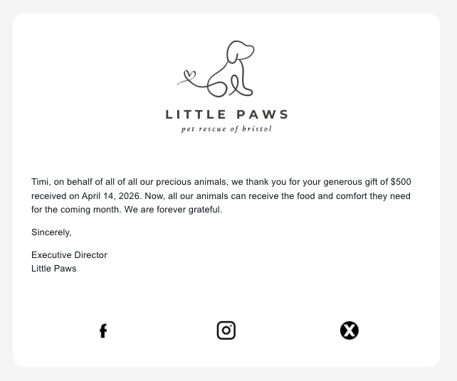 donation acknowledgment email