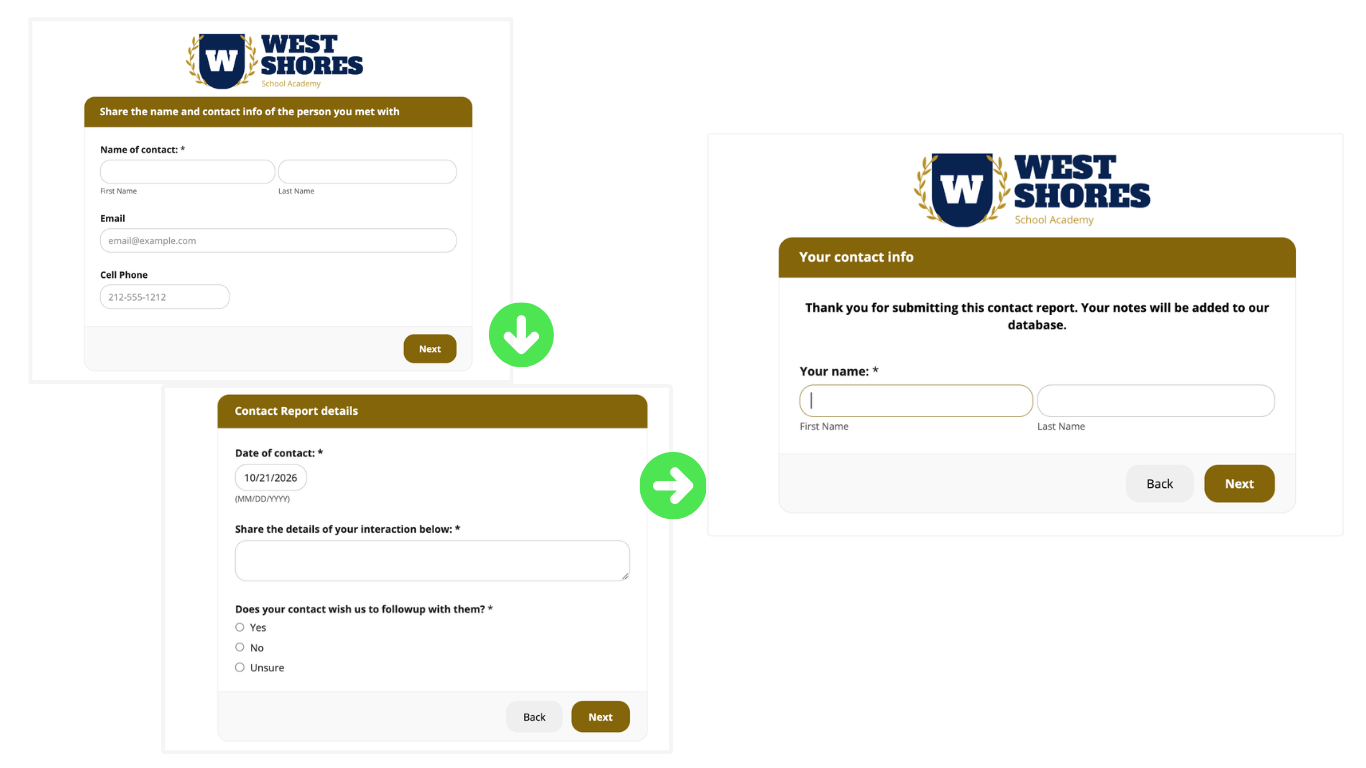 Contact report form using LGL Forms