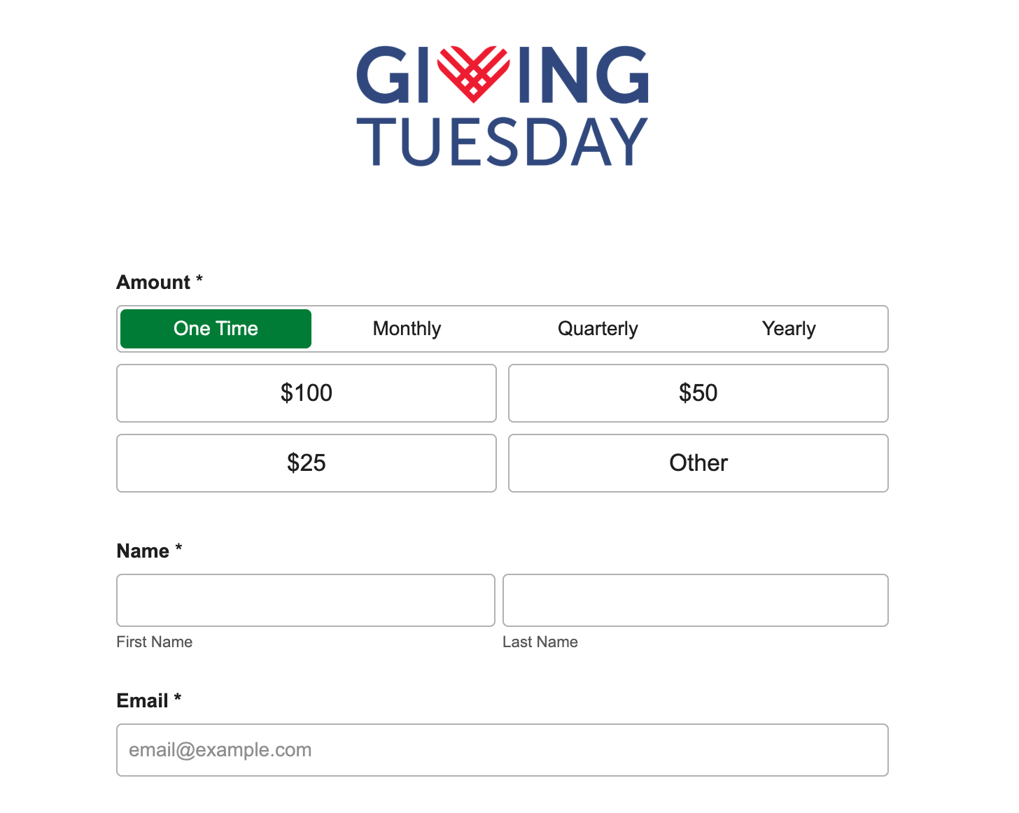 GIvingTuesday form template in LGL Forms